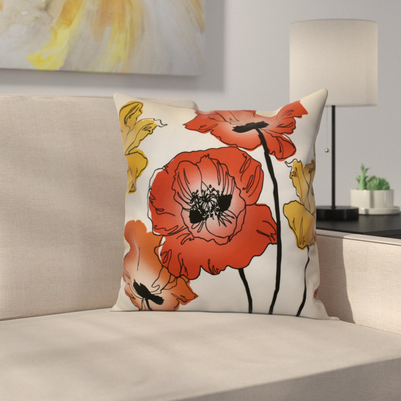 East Urban Home Poppies Throw Pillow & Reviews Wayfair